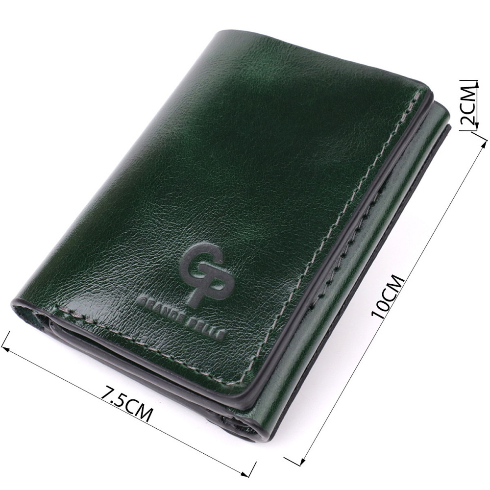 Відмінний гаманець у три складання з натуральної гладкої шкіри GRANDE PELLE 22944 Зелений Київ - фото 3