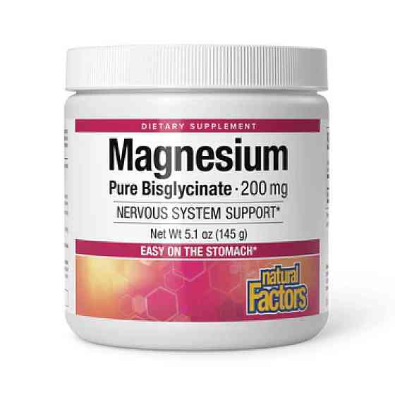 Магний глицинат Natural Factors Magnesium Bisglycinate 200mg 145g без вкуса Киев