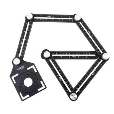 Лінійка будівельна Neo Tools кутова, алюміній, 6 плечей шкалою 0-6 см, отвори у шаблоні 2 (72-351) Вінниця