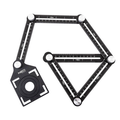 Лінійка будівельна Neo Tools кутова, алюміній, 6 плечей шкалою 0-6 см, отвори у шаблоні 2 (72-351) Вінниця - фото 4