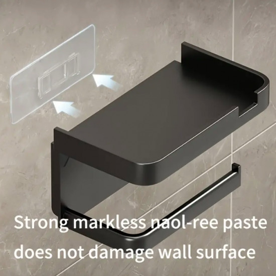 Пластиковий органайзер-тримач для туалетного паперу з поличкою сірий Вінниця - фото 2