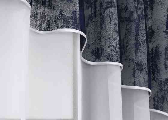 Кухонная гардина VR-Textil № 036к арка белый с темно-синим 280х170 см (59-072) Киев