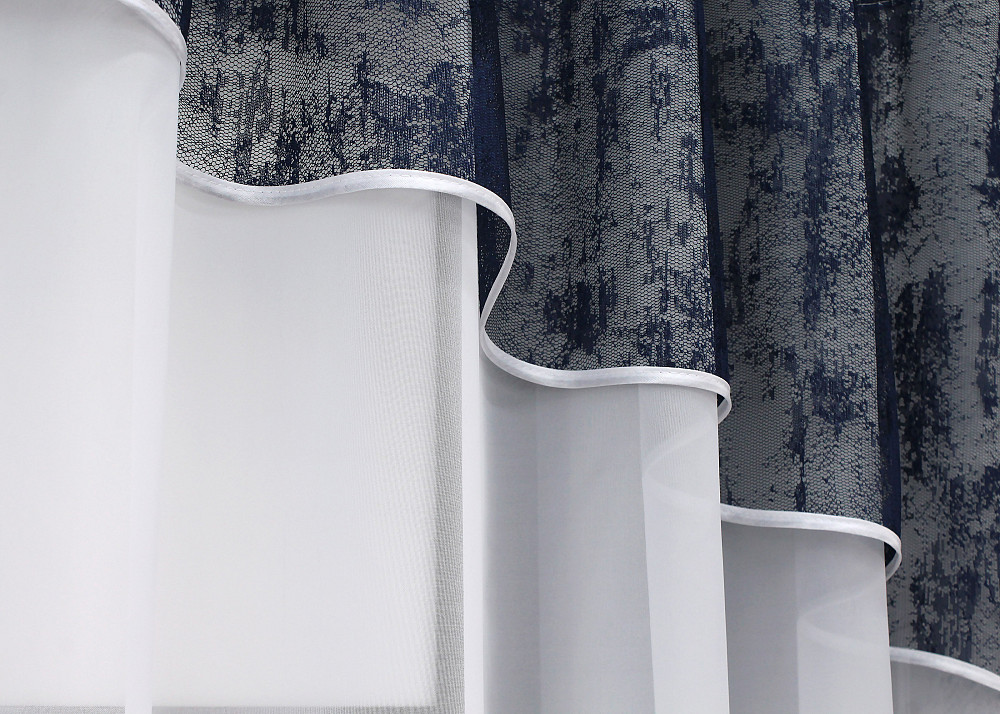 Кухонная гардина VR-Textil № 036к арка белый с темно-синим 280х170 см (59-072) Киев - изображение 4