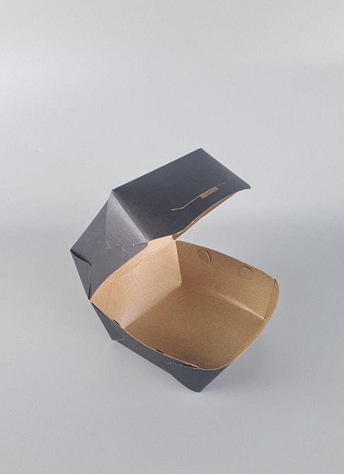 Коробка клеєна "БУРГЕР Black" 125*125*90 ламінована (50 шт.) Харків - фото 1