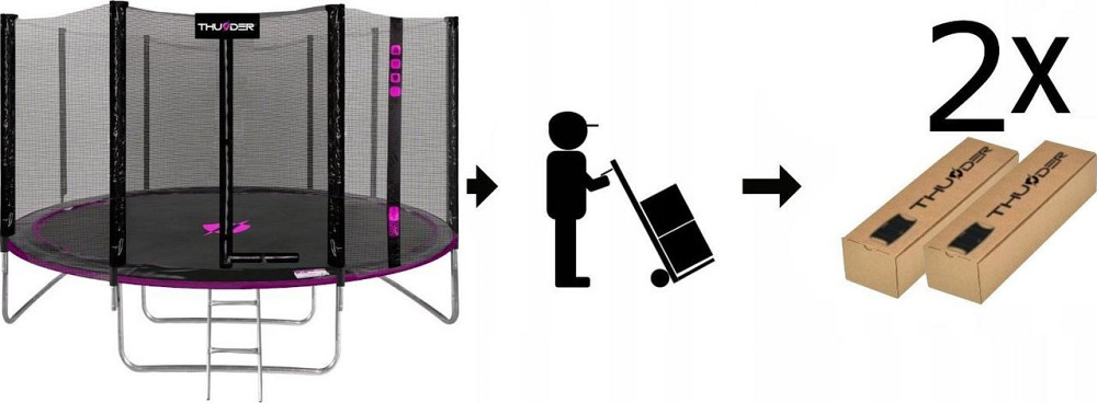 Батут THUNDER OUTSIDE PRO з зовнішньою сіткою 12 футів 366 см чорно-рожевий Київ - фото 8