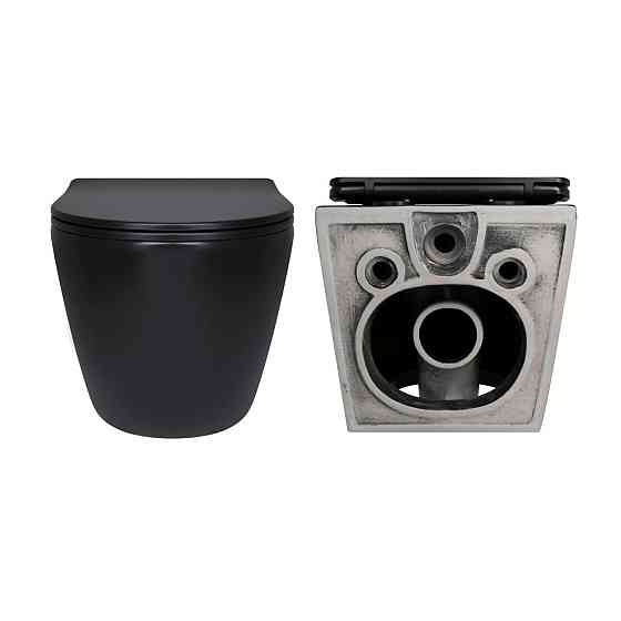 Комплект Qtap Robin Matt Black 2 в 1: унитаз подвесной Ultra Quiet QT13332381АSMB + биде подвесное QT1355046FMB Киев