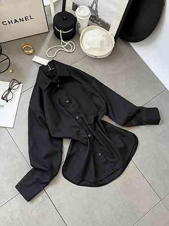 Жіноча базова сорочка на ґудзиках із бавовни Чорний, 46/48 Одеса