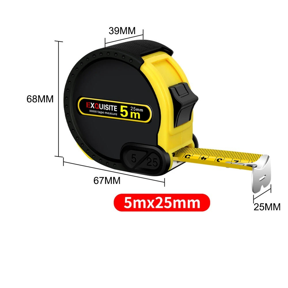 Рулетка будівельна вимірювальна 5м, протиударна подвійна з метричною і дюймовою системою, прогумована Кам'янець-Подільський - фото 7