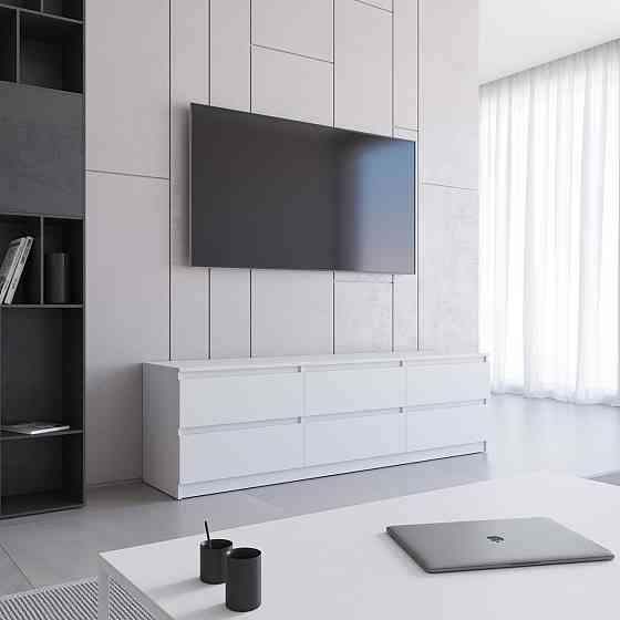 Тумба под телевизор VAYS R-12 Белый, 6 ящиков без ручек, ЛДСП, 180×40×53 смек R-12 Белый Львов