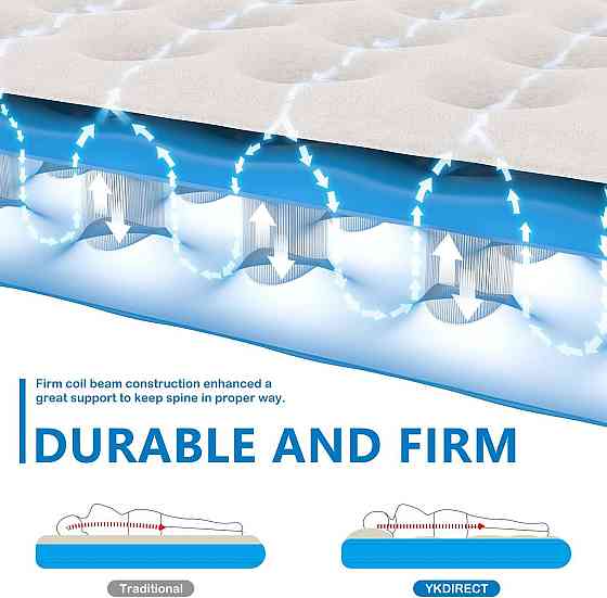 Надувной двухместный матрас YKDIRECT AB100 синий велюровый 203×152×22 см с подушкой PVC водонепроницаемый для Киев