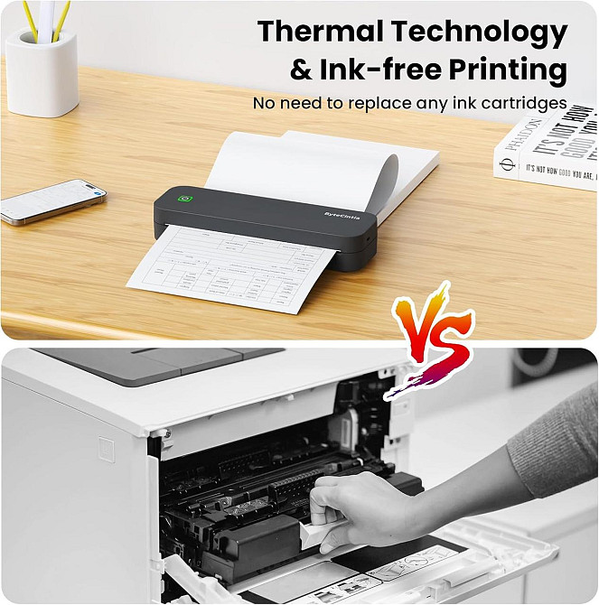 Портативный термопринтер Bluetooth A4 бесчернильный принтер для термобумаги для смартфона ноутбука Android iOS Киев - изображение 7