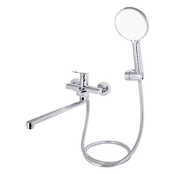 Змішувач для ванни Qtap Evia з довгим поворотним виливом (з душовим гарнітуром) QTEVI260CRM47579 Chrome Київ