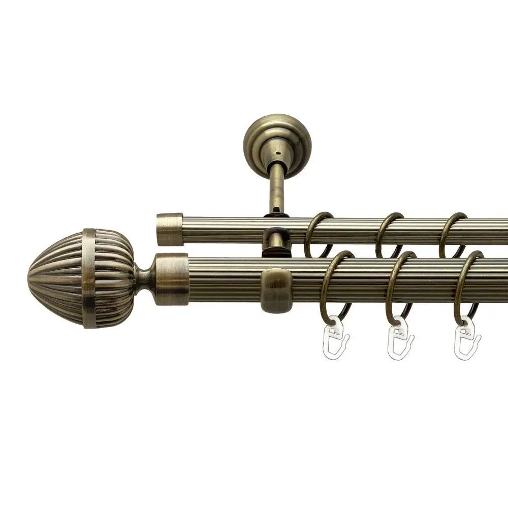 Карниз Orvit Одеон металевий дворядний відкритий рифлена труба кільце металеве Антик 25\16 мм 300 см Львов - изображение 1