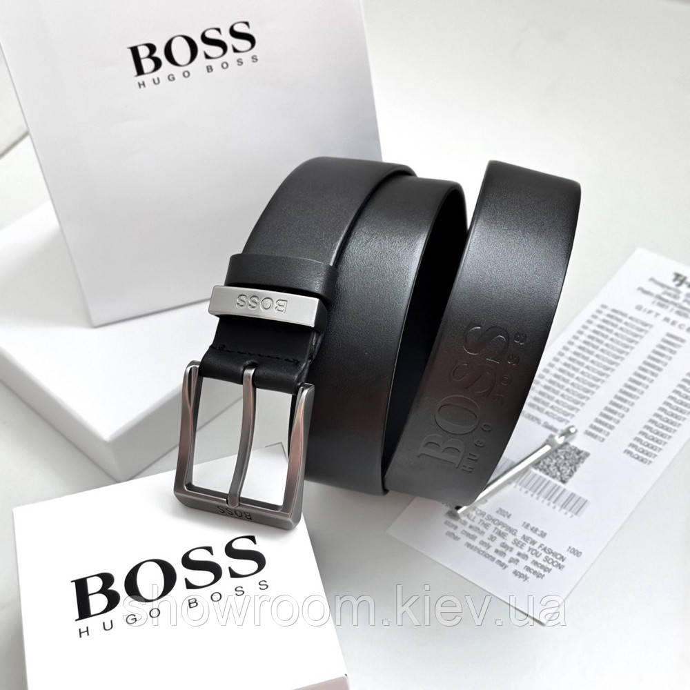 Мужской брендовый ремень Boss из натуральной кожи (220) Киев - изображение 5