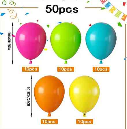 Повітряні кульки набір 50 штук 10 дюймів різнобарвний Київ