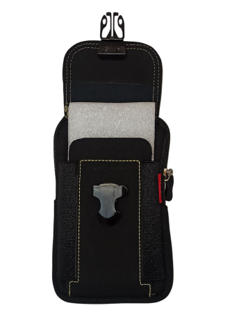 Мужская поясная сумка с карабином 2 кармана 18 на 10 см черный Киев