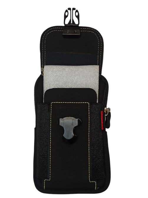 Мужская поясная сумка с карабином 2 кармана 18 на 10 см черный Киев - изображение 4