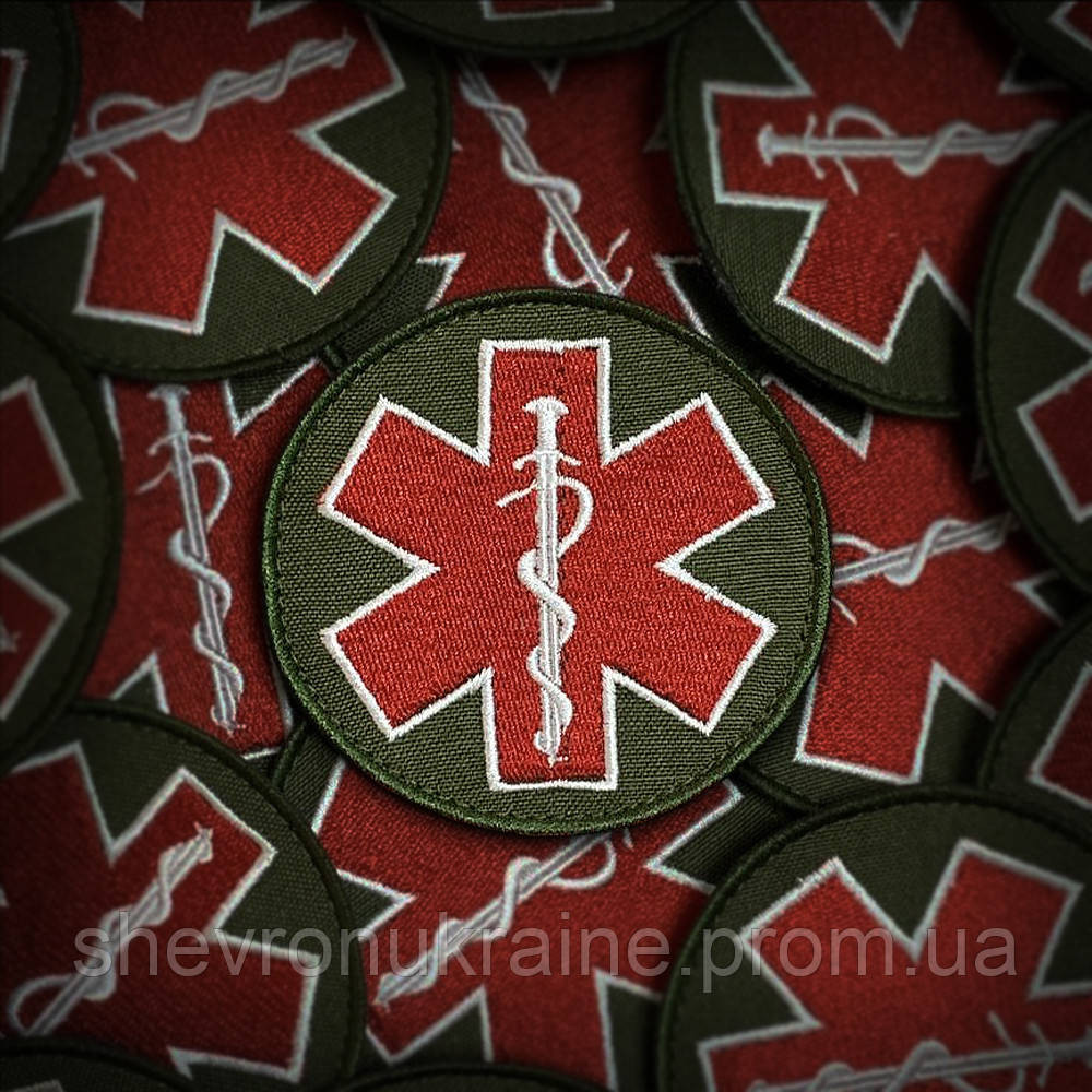 Шеврон Медицинский крест (Форма круг. На липучке) Размер 8см в диаметре Киев - изображение 1