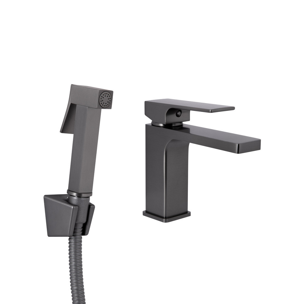 Змішувач для раковини Qtap Gemini (з гігієнічним душем) QTGEM272GMB45692 Gunmetal Black PVD Київ - фото 1
