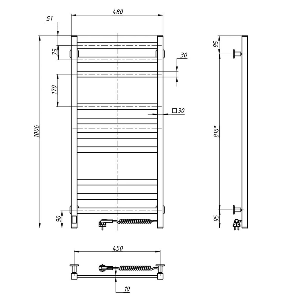 Рушникосушка електрична NAVIN Авангард 480х1000 Sensor, біла, права (12-028053-4810) Київ - фото 6