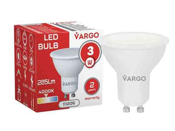 Лампа светодиодная 3W GU10 4000К 220V 50Hz V-111206 ТМ VARGO Киев