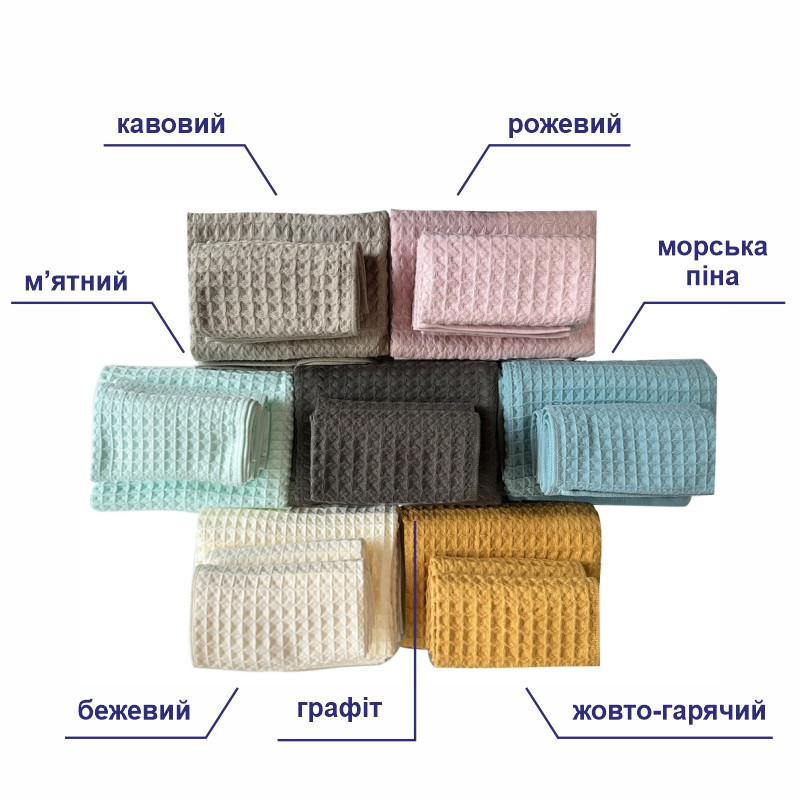 Набір вафельних рушників Lovely Svi 3 в 1: 70 на 140 см, 2 шт - 34на 72 см - Бежевий (110827) Київ - фото 8