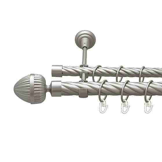 Карниз Orvit Одеон металевий дворядний відкритий скручена труба кільце металеве Сатин 25\19 мм 200 см Львов
