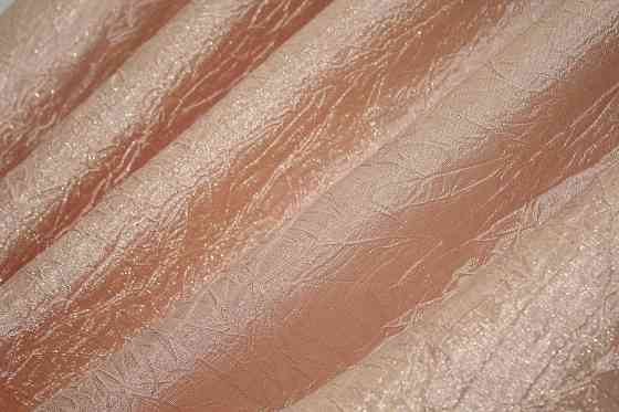 Кухонные шторы VR-Textil № 073к с ламбрекеном и подхватами персиковый с серым 260х170 см (52-0101) Киев