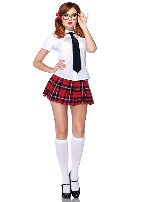 Еротичний костюм школярки Leg Avenue Private School Sweetie L, сорочка, спідниця, краватка, оправа Sex Aura Київ - фото 2