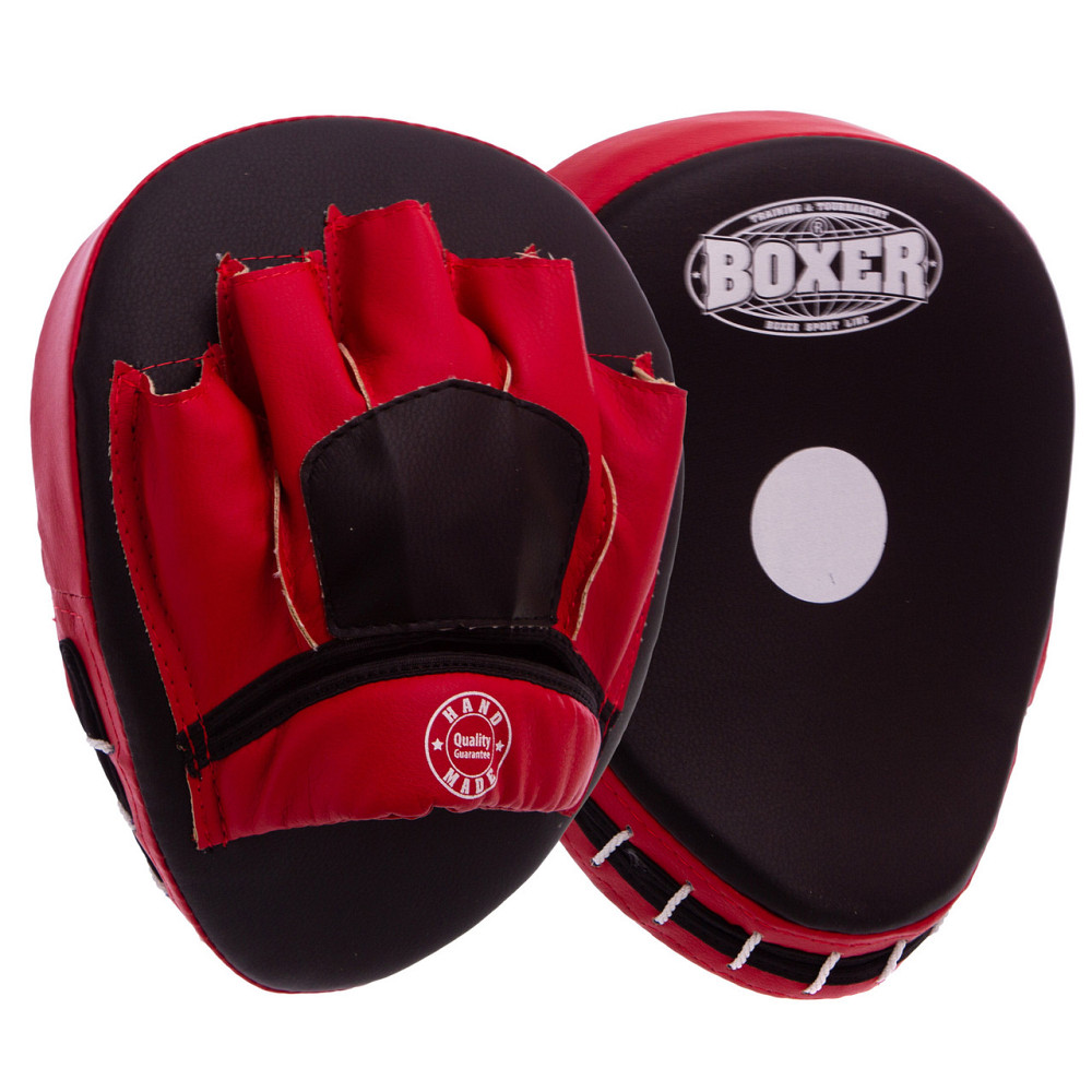 Лапа вигнута для боксу та єдиноборств BOXER 2011-01 розмір 19х23х4 см чорний-червоний Київ - фото 1