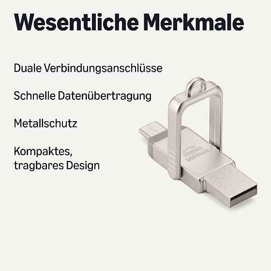 USB флеш-накопичувач Amazon Basics LS25USBC256G1 Шампань-срібний 256GB USB-C/USB-A USB 3.2 400MB/s exFAT метал Київ