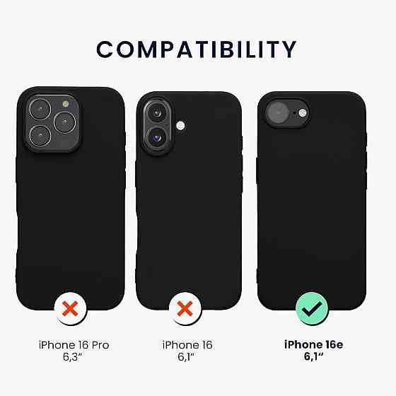 Чехол kwmobile для Apple iPhone 16e мягкий силиконовый TPU матовый черный совместим с беспроводной зарядкой Киев
