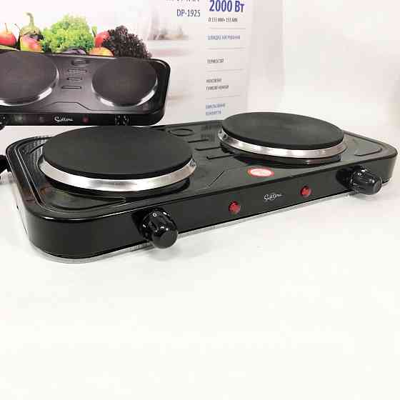 Плита побутова переносна Suntera DP-1925 черная, Електрична плита на дві конфорки для столу EO-25 Івано-Франківськ