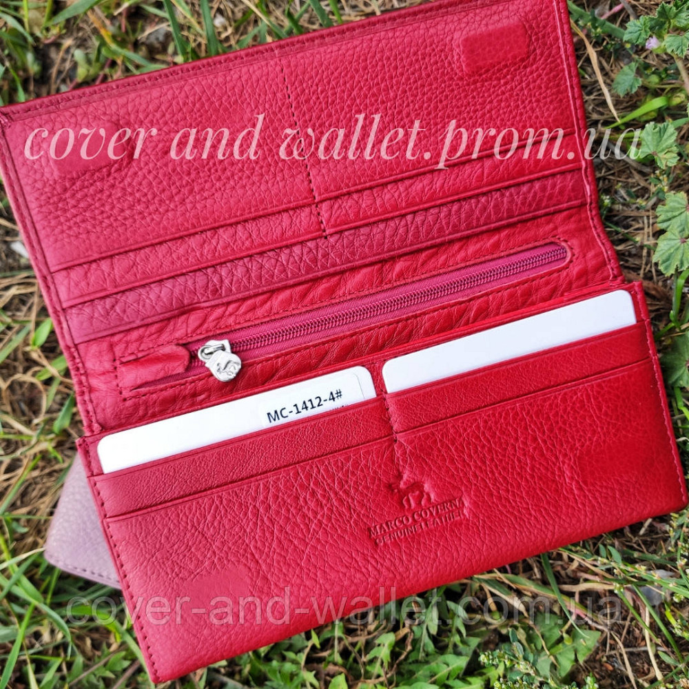 Класичний шкіряний жіночий гаманець бордового кольору на магнітах MC 1412 Київ - фото 5