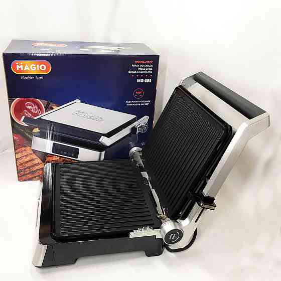 Настільний електрогриль домашній MAGIO MG-355, Гриль притискний рифлений, Електричний кухонний гриль BV-22 Івано-Франківськ