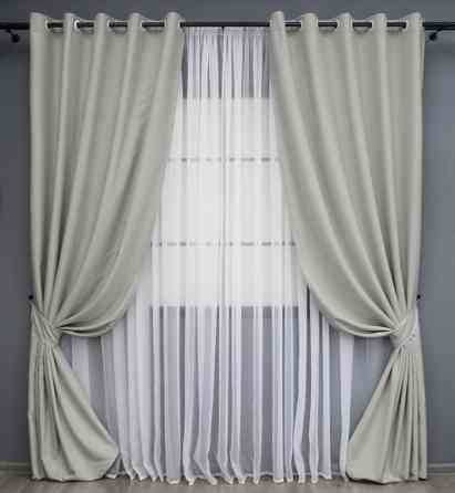 Комплект штор на люверсах VR-Textil Midnight № 1670ш 150х270 см 2 шт Світло-сірий (37-0209) Київ