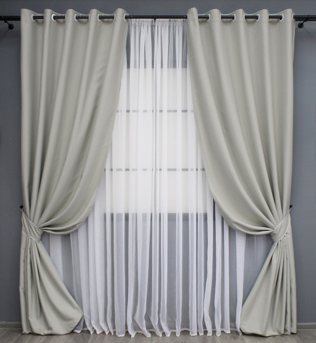 Комплект штор на люверсах VR-Textil Midnight № 1670ш 150х270 см 2 шт Світло-сірий (37-0209) Київ - фото 2