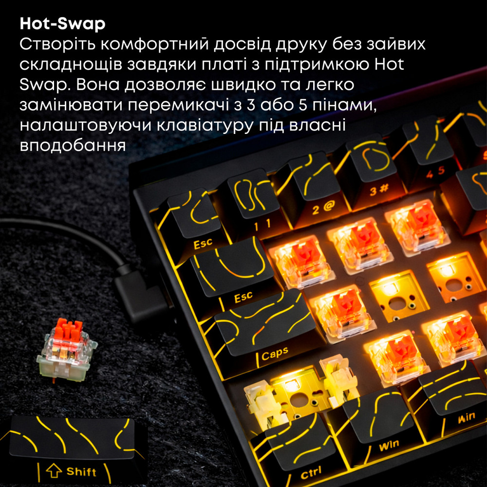 Клавіатура Ajazz NK68 Red Switch Black USB-C (NK68-R-S-B) ( 18955 ) Харьков - изображение 15