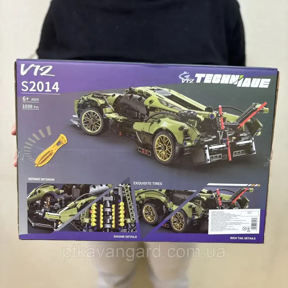 Конструктор автомобіль Lamborghini суперкар машина Технік 1039 деталей зелений Хмельницький - фото 2