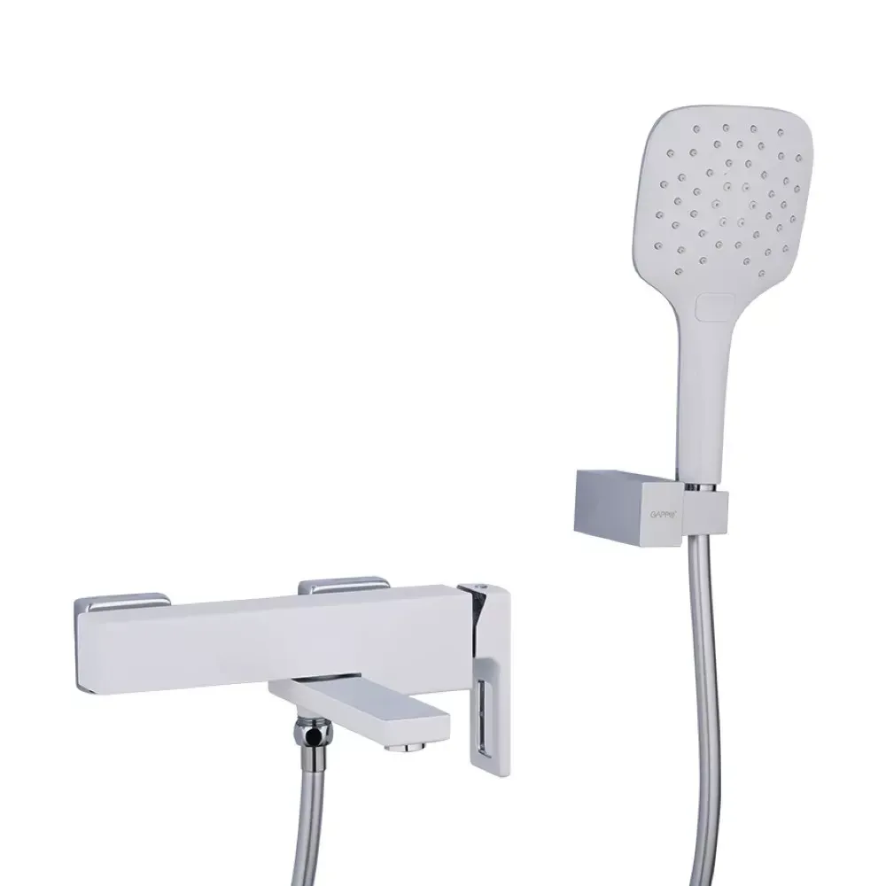 Змішувач для ванни з душовим гарнітуром GAPPO G3217-8 білий/хром Київ - фото 1