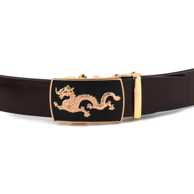Ремень Vintage Мужской золотой дракон Коричневый (20259) Винница - изображение 2