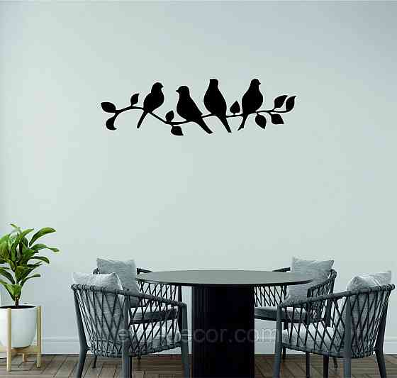 Декоративне настінне Панно  «Птахи» , Декор на стіну 110*31 см, Чорний Київ