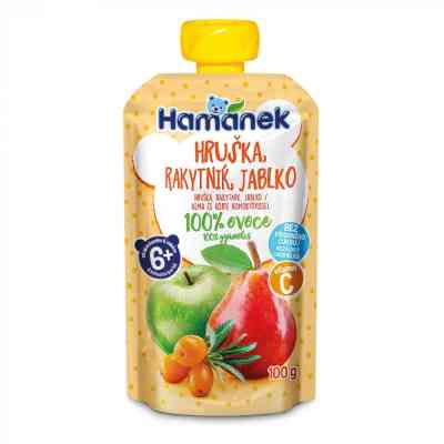 Дитяче пюре Hamanek Pouch Яблуко з грушею і обліпихою, 100 г (8595139797195) Вінниця