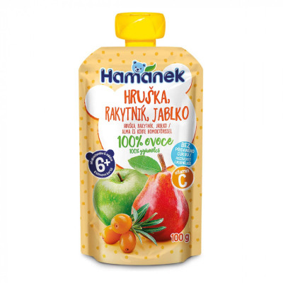 Дитяче пюре Hamanek Pouch Яблуко з грушею і обліпихою, 100 г (8595139797195) Вінниця - фото 1