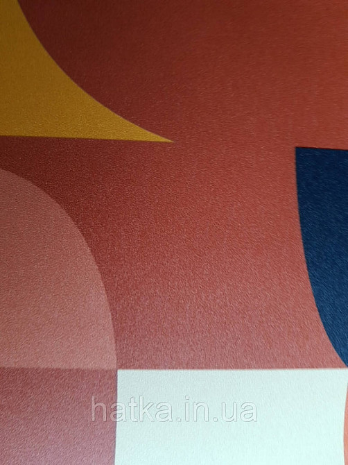 Шпалери вінілові Lutece Bensimon абстракція геометрія фігури яскраві жовті рожеві чорні на теракотовому Київ - фото 3