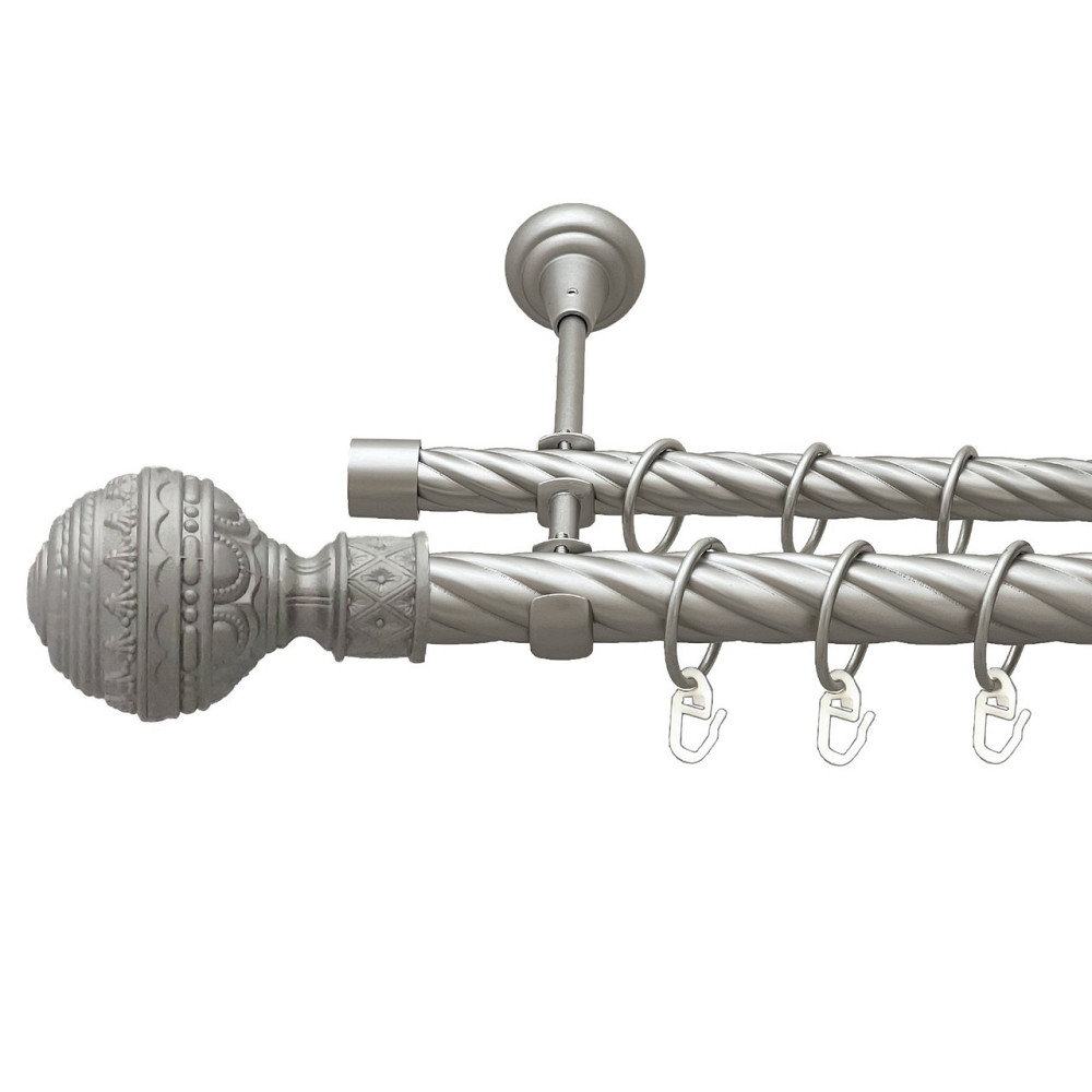 Карниз Orvit Арабеска металевий дворядний відкритий скручена труба кільце металеве Сатин 25\19 мм 200 см Львов - изображение 1