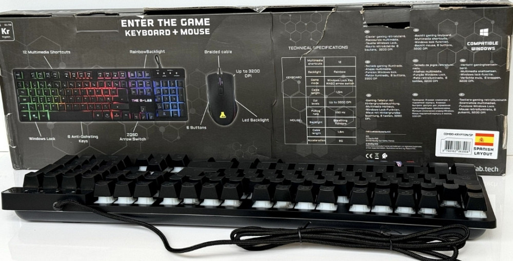 Дротова ігрова клавіатура та миша G-LAB KRYPTON Combo RGB підсвітка. Харків - фото 3