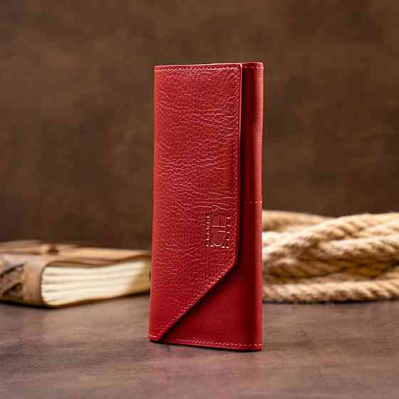 Горизонтальний клатч глянсовий на магніті Червоний (GRANDE PELLE) Київ