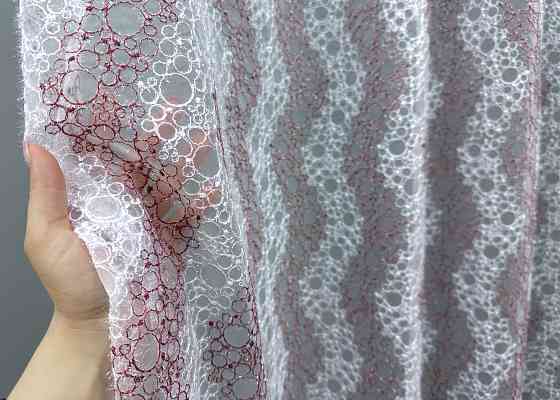 Тюль VR-Textil 1687т Органза з вишивкою Бордовий з білим 300х270 см (42-0724) Київ