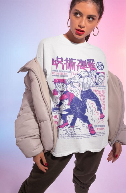 Футболка мужская аниме Магическая битва оверсайз (S/M/L) Черний AnimeJ1004 Днепр - изображение 7